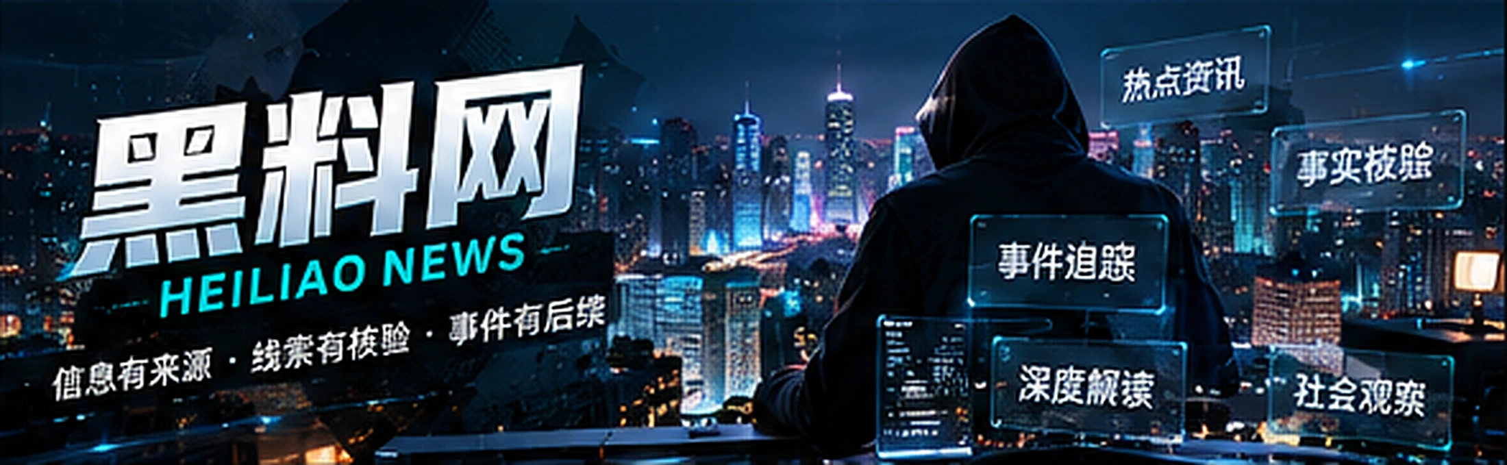 现代资讯编辑室黑青色概念主视觉